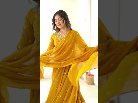 Yellow Embroidered Suit – Faux Georgette Anarkali