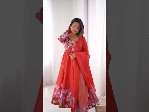 Orange Soft Organza Silk Suit