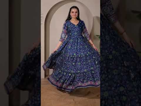 Navy Blue Silk Blend Dress