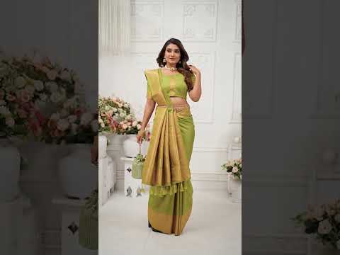 Middle Green Yellow Soft Silk Saree