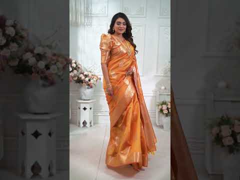 Orange Soft Organza Banarasi Silk Saree