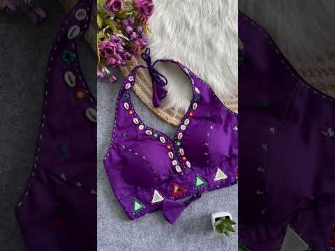 Olive Green Handwork with Mirror Work Blouse – V-Neck, Festival, Navratri