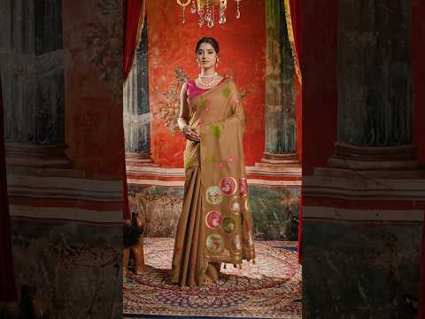 Brown Jacquard Weaving Saree – Khadi Cotton Festive Wear