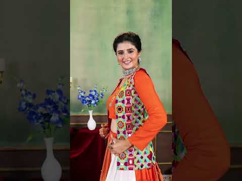 Orange Embroidered With Mirror Work Lehenga – Rayon Blend Navratri Wear