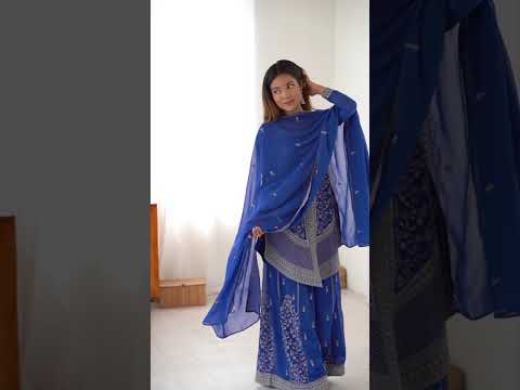 Blue Faux Georgette Suit