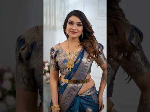 Dark Turquoise Soft Organza Banarasi Silk Saree
