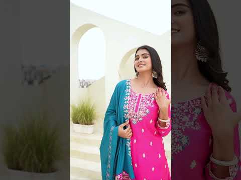 Dark Pink Chinon Silk Suit