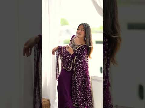 Wine Sequins Embroidered Suit – Full Sleeve Anarkali with Zari Work
