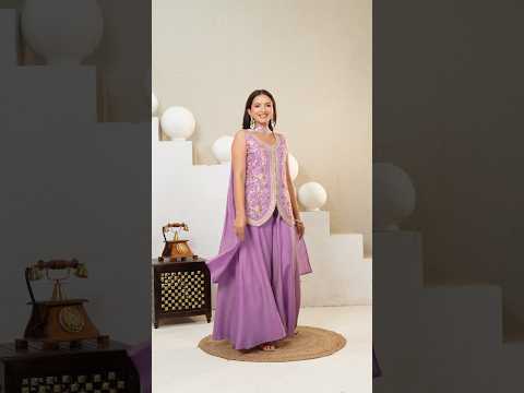 Lavender Sequins Embroidered Suit – Sharara Set with Dupatta