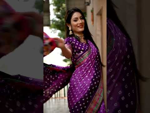 Deep Red Bandhej Silk Saree