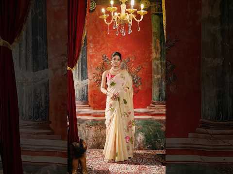 Beige Jacquard Weaving Saree – Khadi Cotton Festive Wear