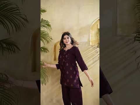 Wine Purple Heavy Viscose Rayon Coord Set