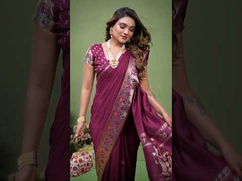 Wine Paithani Silk Saree
