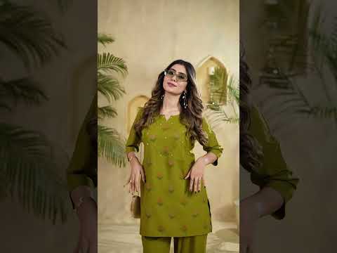 Android Green Heavy Viscose Rayon Coord Set