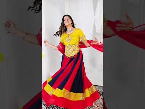 Multicolor Embroidered with Mirror Work Lehenga – Magic Cotton, Navratri Garba
