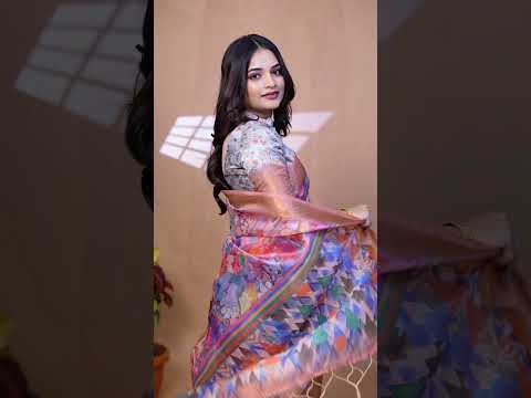 Multicolor Zari Weaving Saree – Premium Crystal, Zari Border