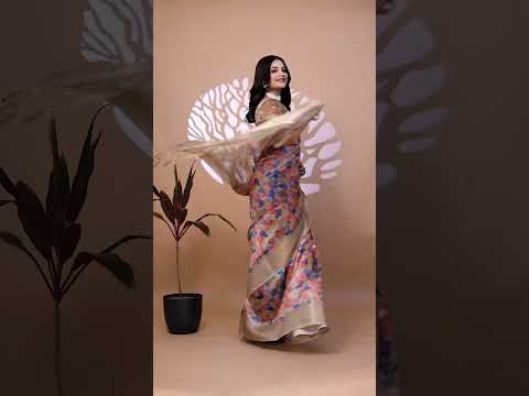 Multicolor Zari Weaving Saree – Crystal Fabric, Geometric Print