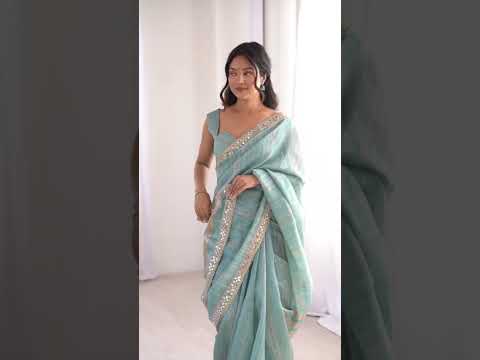 Sky Blue Cotton Saree