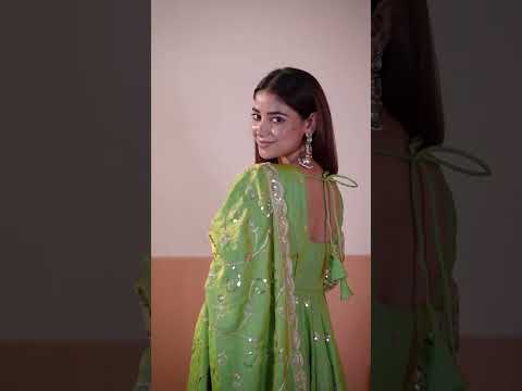 Green Embroidered Codding Suit – Anarkali Silk Blend