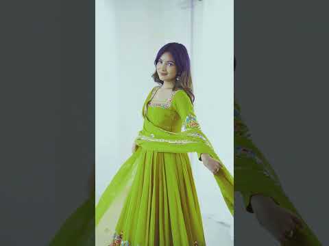 Green Sequins Embroidered Suit – Anarkali Faux Blooming