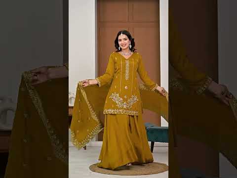 Brown Yellow Heavy NC Vichitra Suit