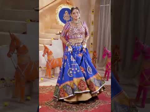 Navy Blue Digital Print with Mirror &amp; Kodi Work Heavy Muslin Cotton Lehenga Elegant navy lehenga crafted in heavy muslin cotton with intricate digital print and mirror embellishments. Features traditional kodi work for timeless appeal. Perfect for celebrations.