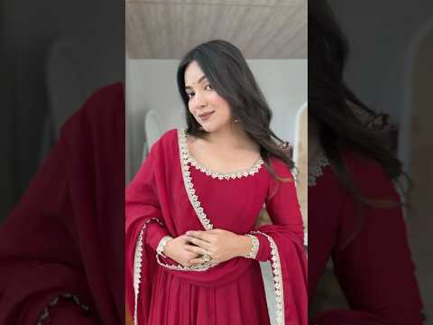 Dark Maroon Handwork Suit – Anarkali with Pant & Dupatta