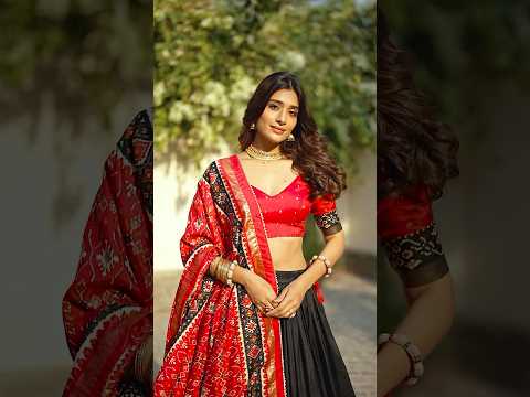 Black Floral Print Lehenga – Tussar Silk Blend, Foil Work, Navratri & Festive Wear