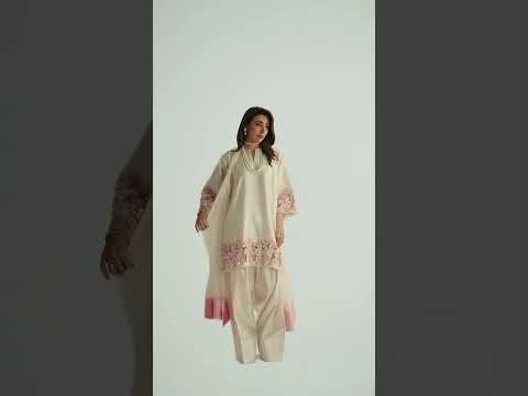 White Sequins Embroidered Suit – Crepe Silk with Moti Handwork