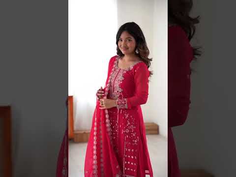 Red Faux Georgette Suit