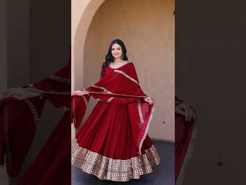 Dark Maroon Pipe Beads Embroidered Anarkali Suit – Sequins Work with Dupatta