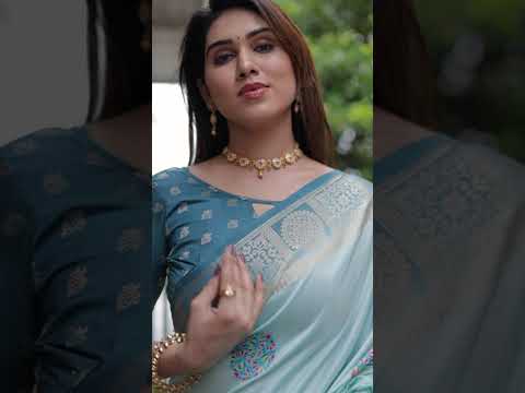 Sky Blue Dola Silk Saree