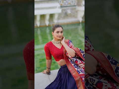Navy Blue Tussar Silk Lehenga