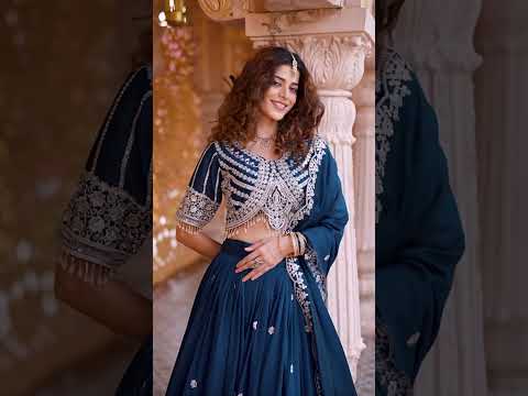 Navy Blue Pure Vichitra Lehenga