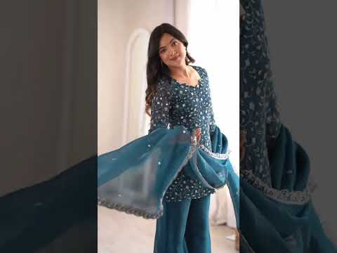 Teal Blue Crunchy Silk Suit