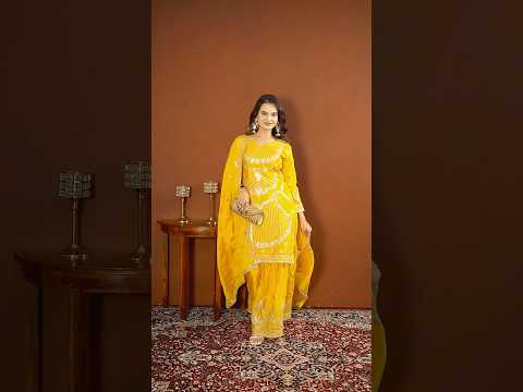 Yellow Sequins Embroidered Suit – Sharara Set with Dupatta