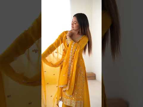 Brown Yellow Faux Georgette Suit