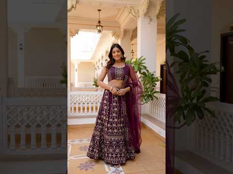 Wine Sequins Embroidered Lehenga – Floral Motif, Party & Wedding Wear