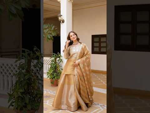 Beige Embroidered Lehenga – Pure Banarasi Viscose, Handwork & Lace, Wedding Wear