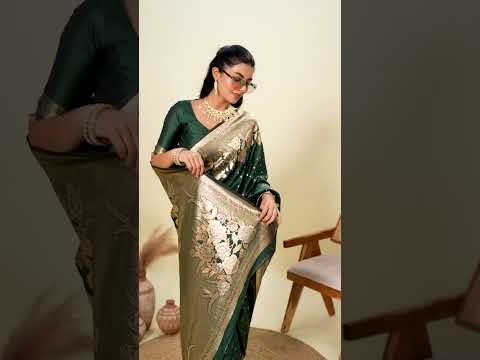 Deep Green Soft Kanjivaram Silk Saree