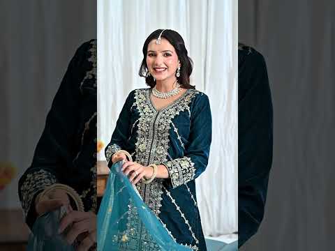Dark Turquoise Viscose Velvet Suit