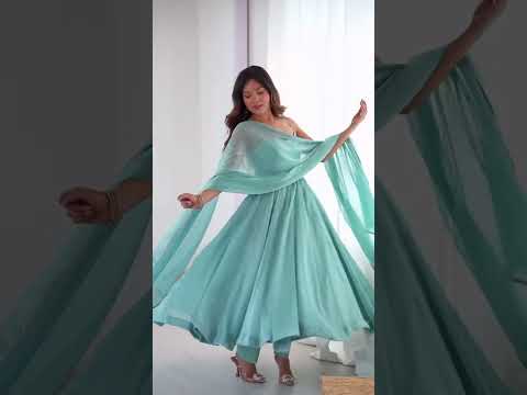 Sky Blue Crunchy Silk Suit