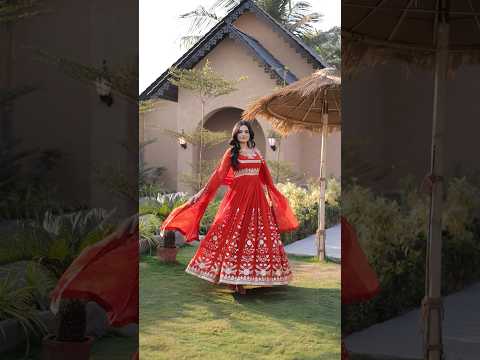 Orange Sequins Embroidered Anarkali Suit – Zari Work with Dupatta
