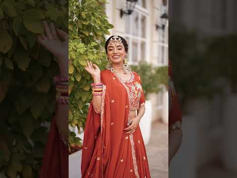 Orange Pure Crepe Silk Lehenga