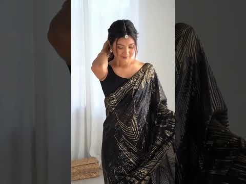 Black Sequins Georgette Saree