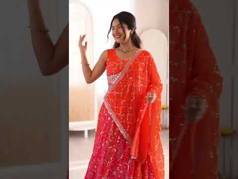 Orange Faux Georgette Lehenga