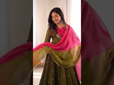 Dark Green Sequins Embroidered Anarkali Suit – Pant Set with Dupatta