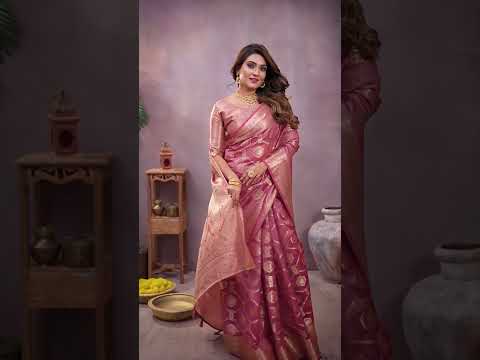 Tulip Pink Soft Organza Banarasi Silk Saree