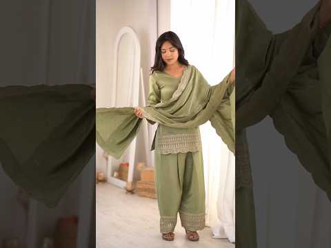 Soft Pastel Green Roman Silk Suit