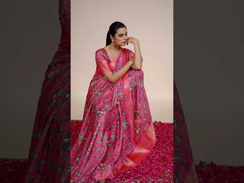 Dark Pink Soft Lichi Silk Saree